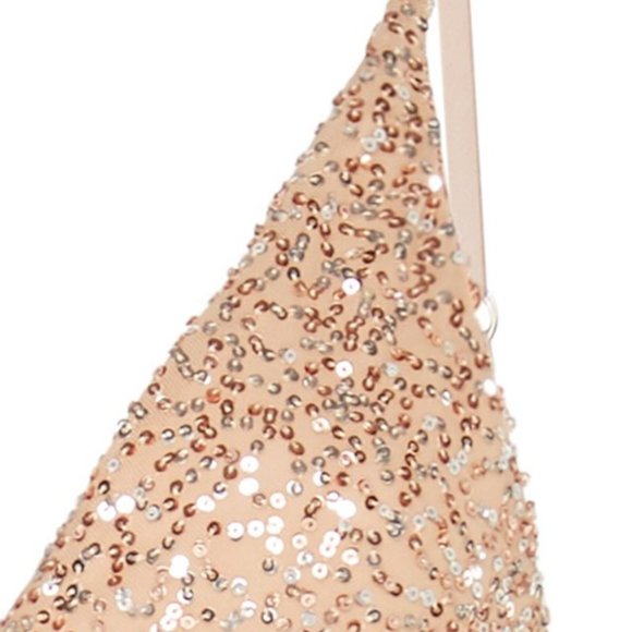 Jonathan Simkhai Gold Sequin Slip Wrap Dress - Picture 13 of 16